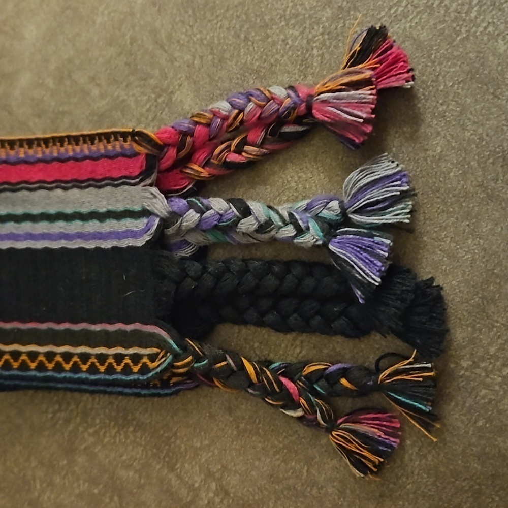 VTG Christian Dior 1980s Hand Loomed Braided Fringe Stripe Belt Sash - Picture 3 of 4